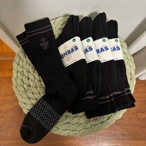 NEW BOMBAS Men's All-Purpose Calf Black/ Gray Sock 5-Pack XL